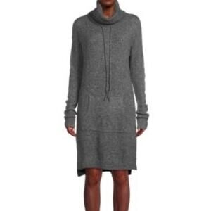 New STITCHDROP Heather Gray Turtleneck‎ Sweater Dress Kangaroo Pocket Women's M
